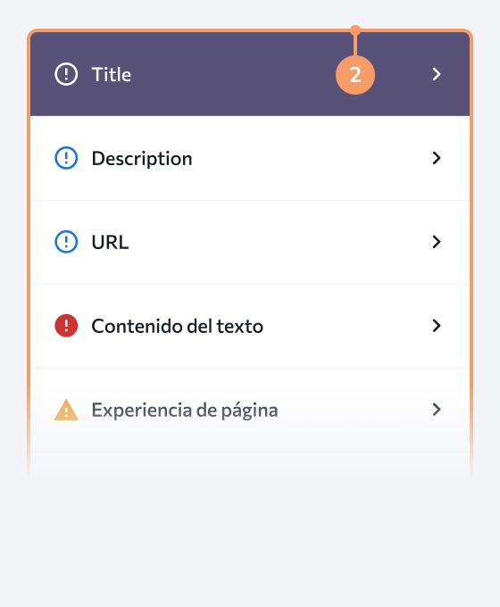 Los filtros clasifican los informes por importancia y urgencia en cuatro listas: errores, advertencias, avisos y aquellos que no requieren acción.