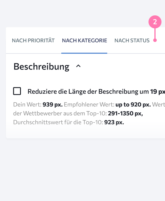 Priorität (hoch, mittel, niedrig), je nachdem, wie die Maßnahmen die Gesamtauswertung der Qualität verbessern können