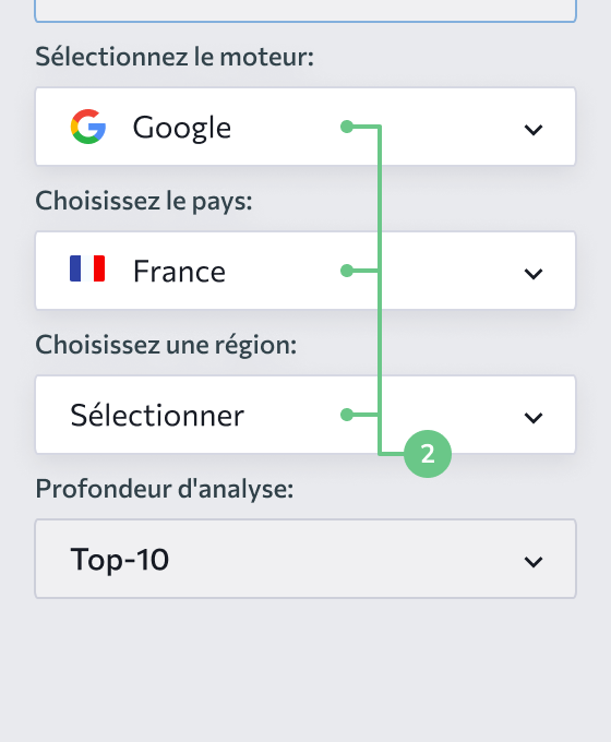 Choisissez un moteur de recherche et un emplacement