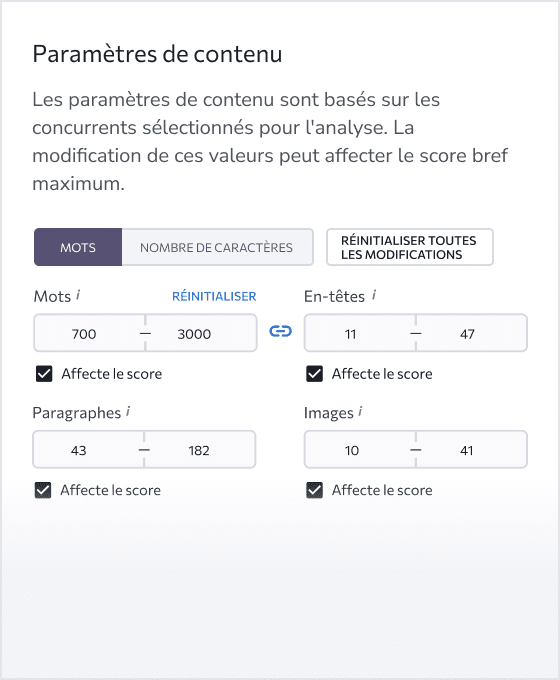 Ajoutez des mots-clés cibles et des exigences de base à votre brief