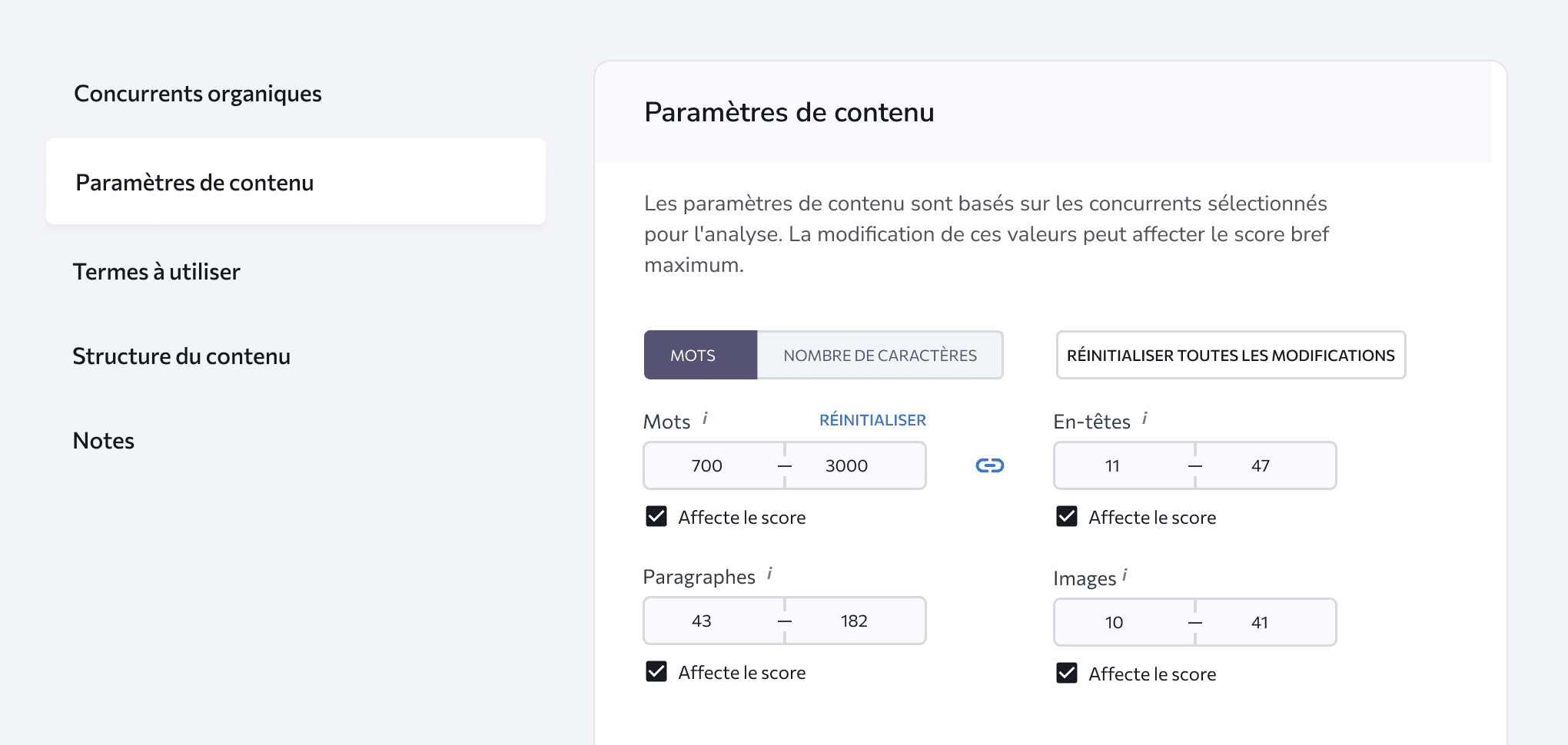 Ajoutez des mots-clés cibles et des exigences de base à votre brief